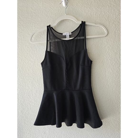 Ambiance Apparel Tops - Ambiance Apparel black mesh peplum sleeveless blouse women’s regular size S